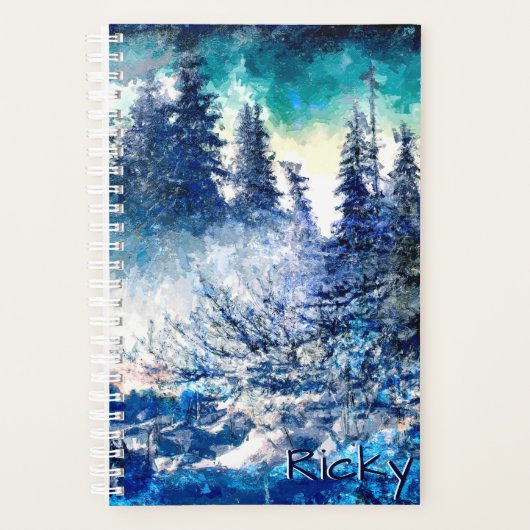 Gepersonaliseerd artistiek winterberglandschap planner (Voorkant)