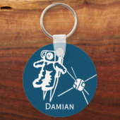 Gepersonaliseerd Astronaut in de Outer Space Aster Sleutelhanger (Voorkant)