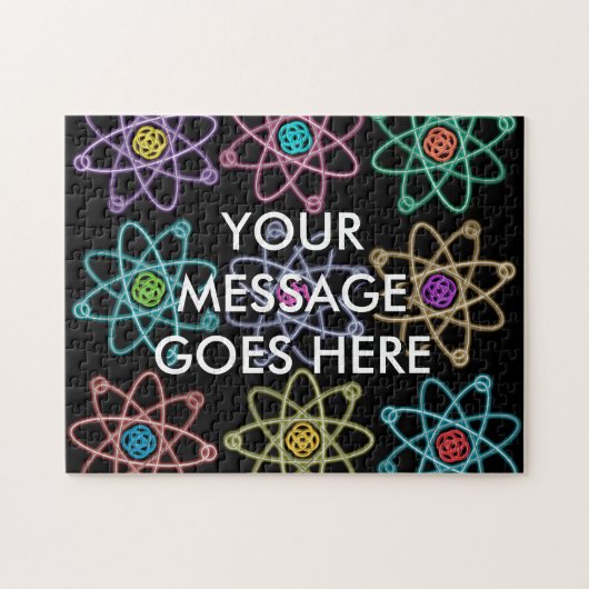 Gepersonaliseerd atoomstructuurpatroon wetenschap legpuzzel (Horizontaal)
