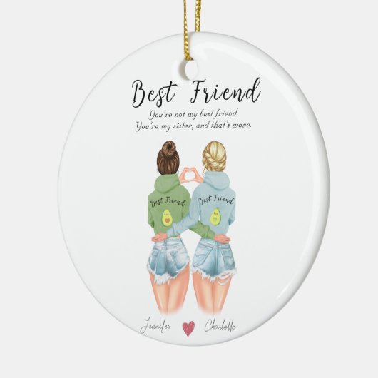 Gepersonaliseerd avocado cadeau voor beste vriend keramisch ornament (Links)