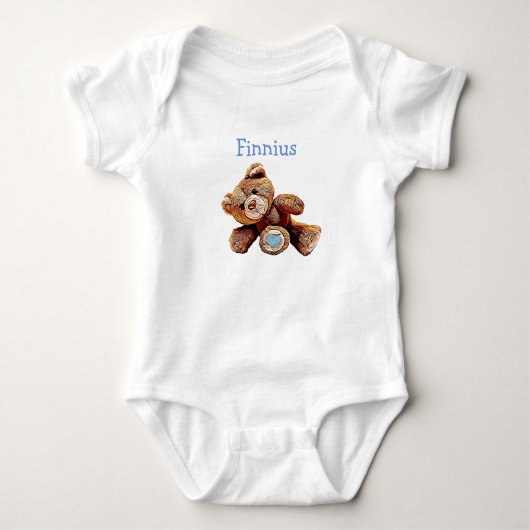 Gepersonaliseerd Baby Boy Teddy Bear Shirt (Voorkant)