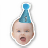 Gepersonaliseerd Baby Face Fotofeest Milestone Bir Sticker (Voorkant)