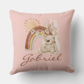 Gepersonaliseerd Baby naam Boho Beer Rainbow Sunsh Kussen (Achterkant)