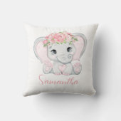 Gepersonaliseerd Baby olifant roze Baby shower Kussen (Achterkant)