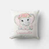 Gepersonaliseerd Baby olifant roze Baby shower Kussen (Voorkant)