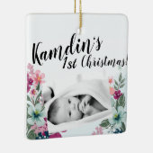 Gepersonaliseerd Baby Ornament Tropical Flowers op (Rechts)