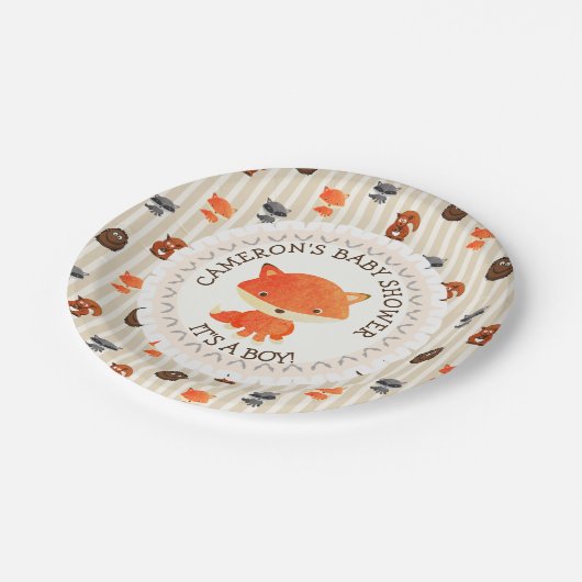Gepersonaliseerd Baby shower Borden Woodland ThMED Papieren Bordje (Gekanteld)