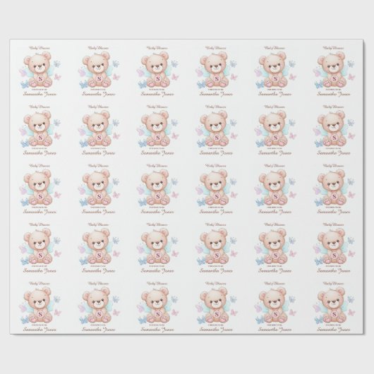 Gepersonaliseerd Baby shower inpakpapier (Vlak)