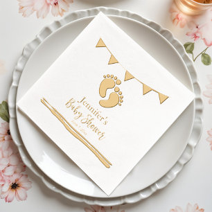 Gepersonaliseerd Baby shower met voetafdrukken Folie Servetten