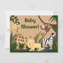 Gepersonaliseerd Baby shower nodigt, Oerwoud diere