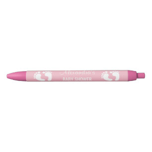 Gepersonaliseerd Baby shower Pens Pink Girl Baby F Zwarte Inkt Pen
