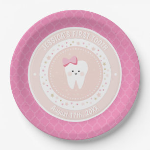 Gepersonaliseerd babymeisje Bord roze papier