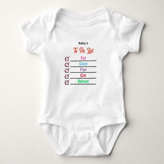 Gepersonaliseerd Baby's to do list Romper (Voorkant)