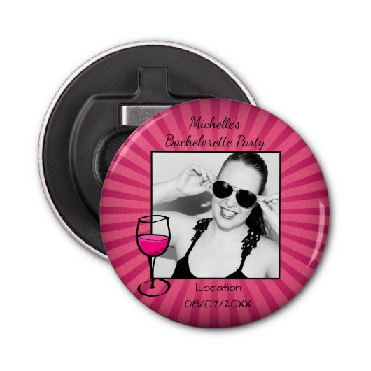 Gepersonaliseerd Bachelorette Lijst Button Flesopener (Voorkant)