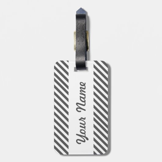 Gepersonaliseerd bagagelabel met zwarte en witte s (Achterkant verticaal)