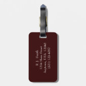 Gepersonaliseerd Bagagelabel, monogram, bruin & wi Bagagelabel (Achterkant verticaal)