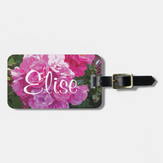 Gepersonaliseerd bagagelabel | Roze bloemen artwor