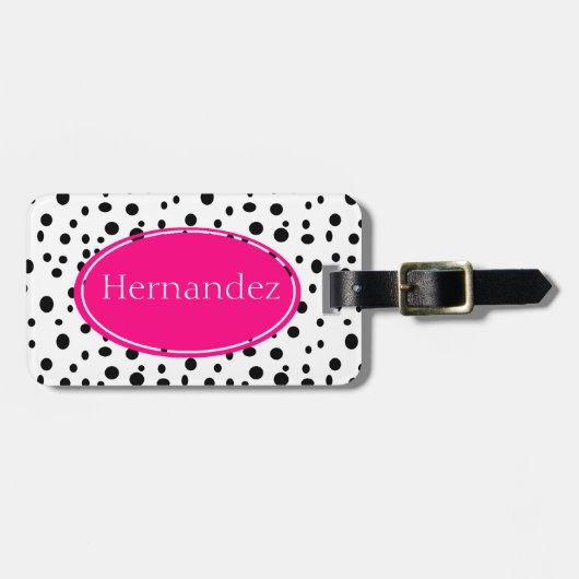 Gepersonaliseerd Bagagelabel roze en zwarte pols (Voorkant horizontaal)