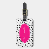 Gepersonaliseerd Bagagelabel roze en zwarte pols (Voorkant verticaal)
