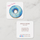 Gepersonaliseerd Bakery Personalized Donut Logo Vierkante Visitekaartje (Voorkant / Achterkant)