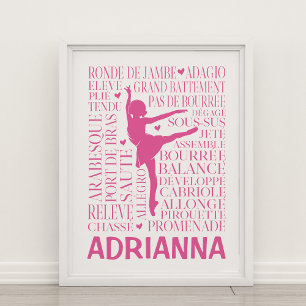 Gepersonaliseerd Ballet Poster in roze