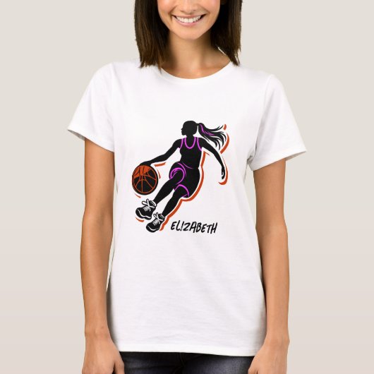 Gepersonaliseerd basketbal meisje T-shirt (Voorkant)