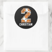 Gepersonaliseerd basketbal nummer 2 ronde sticker (Tas)