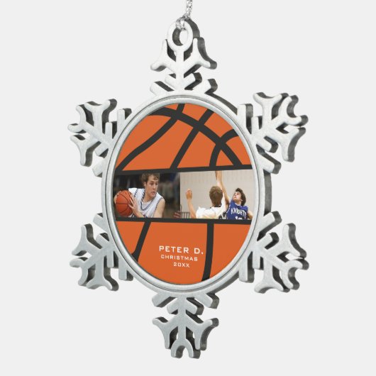 Gepersonaliseerd basketbal Ornament – Foto Snowfla (Rechts)