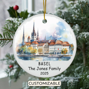 Gepersonaliseerd Bazel Ornament, Zwitserland Keramisch Ornament