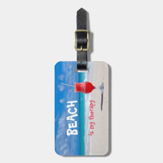 Gepersonaliseerd|| Beach is mijn therapie Bagagelabel (Voorkant verticaal)