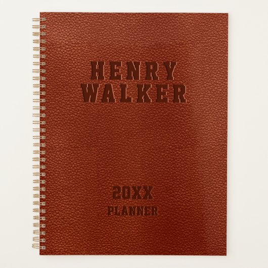 Gepersonaliseerd bedrijf ingegraveerd bruin Vegan  Planner (Voorkant)