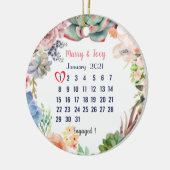Gepersonaliseerd bedrijf - trouwdatum 1 van 31 keramisch ornament (Links)