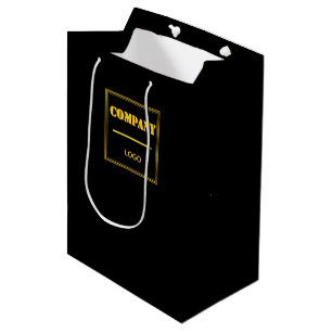 Gepersonaliseerd bedrijf zwart modern aangepast za medium cadeauzakje