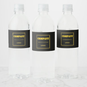 Gepersonaliseerd bedrijf zwart modern aangepast za waterfles etiket
