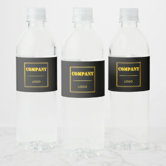 Gepersonaliseerd bedrijf zwart modern aangepast za waterfles etiket