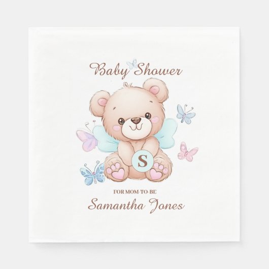 Gepersonaliseerd Beer Baby shower Papier servet (Voorkant)