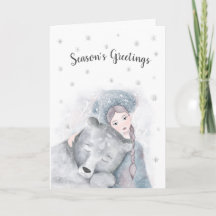 Gepersonaliseerd Beer en meisje kerstmis