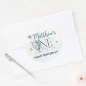 Gepersonaliseerd Beer in een ballon ronde Stickers (Envelop)