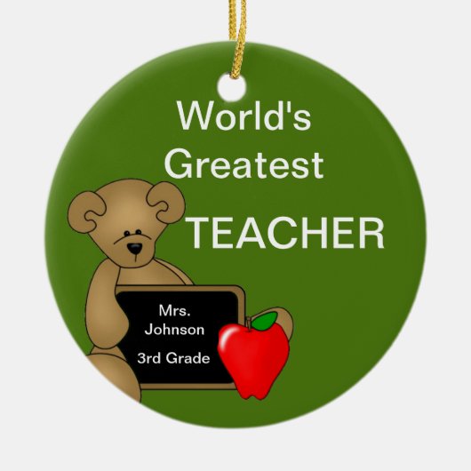 Gepersonaliseerd Beer Ornament van leraar (Voorkant)