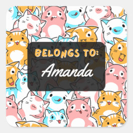 Gepersonaliseerd BEHOORT TOT Cat Square Sticker
