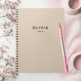 Gepersonaliseerd beige monogram notitieboek