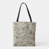 Gepersonaliseerd beige, Sage Green, Peach Floral Draagtas (Achterkant)