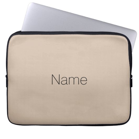 Gepersonaliseerd beige tan Naam monogram elegant Laptop Sleeve (Voorkant)