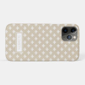 Gepersonaliseerd Beige White Fleur de Lis Pattern Case-Mate iPhone Case (Achterkant (horizontaal))