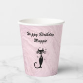 Gepersonaliseerd bekerbekertje met roze retro atoo papieren bekers (Voorkant)