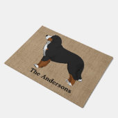 Gepersonaliseerd Bernese Mountain Dog Tan Burlap Deurmat (Schuin)