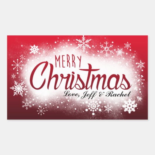 Gepersonaliseerd besneeuwd Kerst sticker (Voorkant)