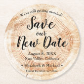Gepersonaliseerd Bespaar onze nieuwe datumbruiloft Ronde Kartonnen Onderzetter (Voorkant)