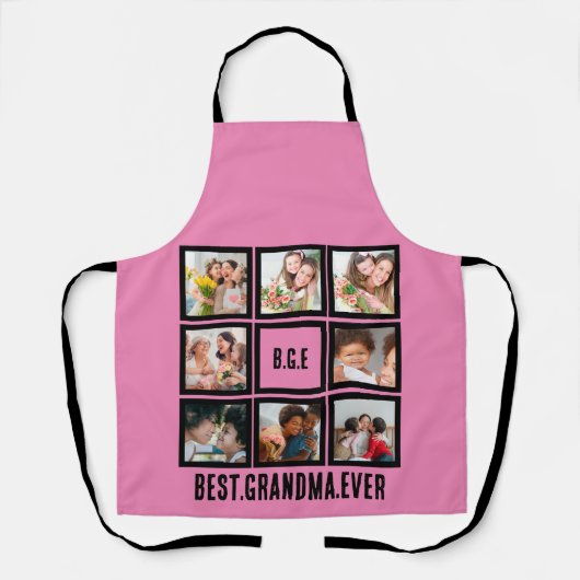 Gepersonaliseerd beste grootmoeder ooit 8 Foto col Schort (Voorkant)