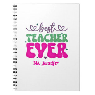 Gepersonaliseerd beste leraar ooit roze groen scri notitieboek